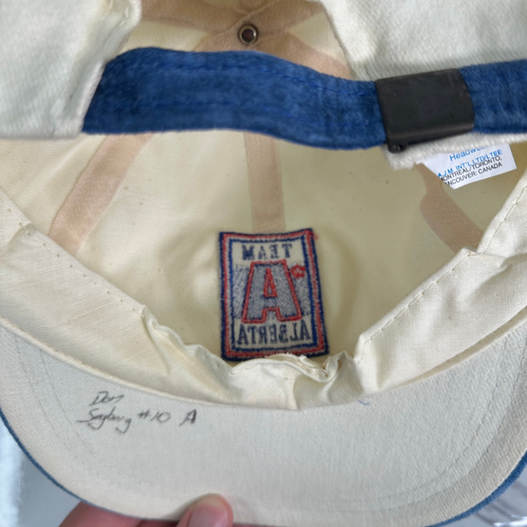 Vintage Team Alberta‎ Cream Flat Brim Ball Cap Hat - Picture 6 of 7
